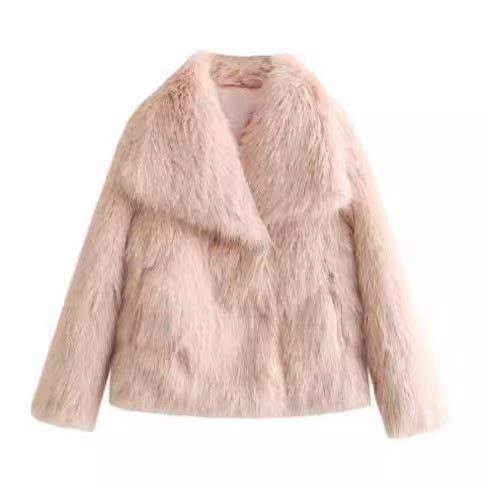 House of Luna | Luxe Plush Winter Coat – Thick Lapel Faux Fur Outwear