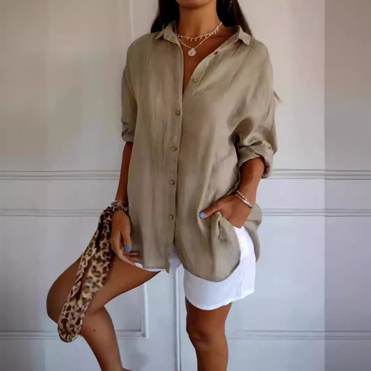 House of Luna | Laidback Luxe Shirt – Lightweight Collared Tunic Blouse