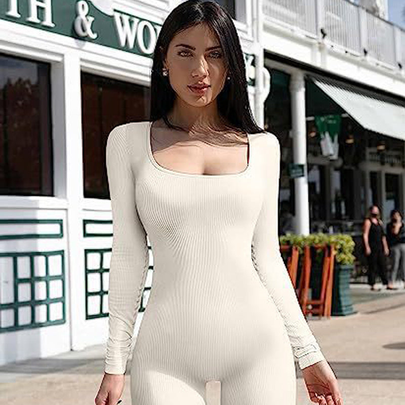 House of Luna | Jumpsuit – Long Sleeve Square Neck Yoga & Workout Wear