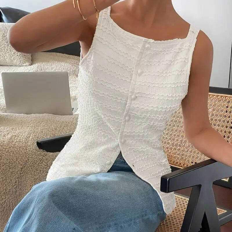 House of Luna | Ribbed Corset Tank – Y2K Button-Down Sculpt Top