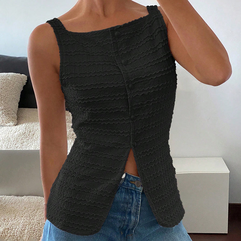 House of Luna | Ribbed Corset Tank – Y2K Button-Down Sculpt Top