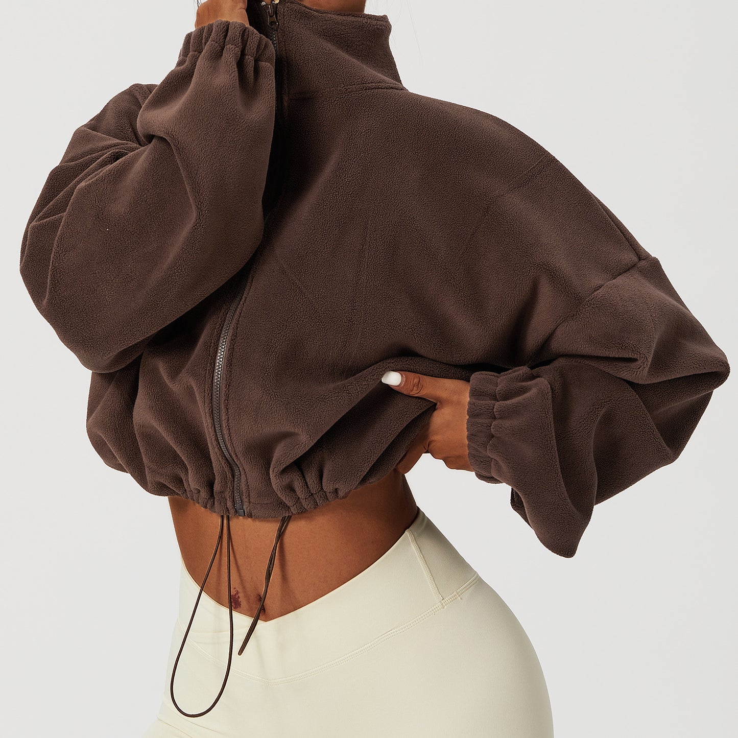 House of Luna | Fleece Zip-Up Jacket – Stand Collar Sporty Lounge Coat
