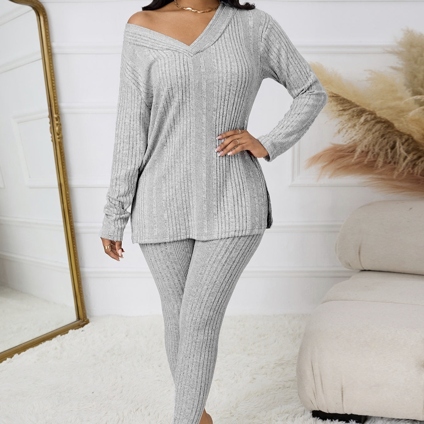 House of Luna | Slate Ribbed Set