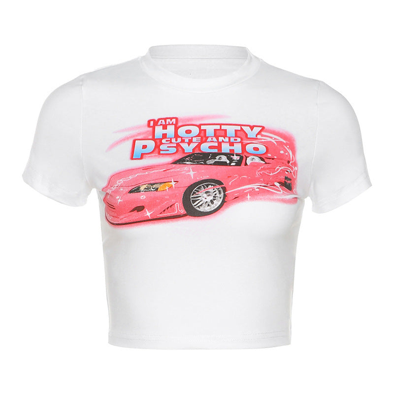 House of Luna | Drive Baby Tee – Y2K Graphic Crop Top