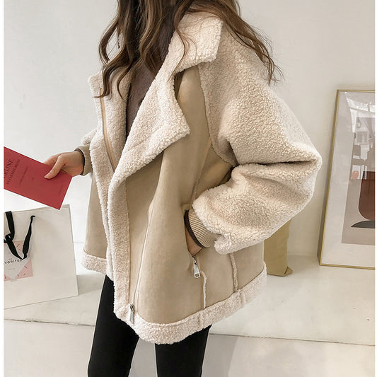 House of Luna | Suede Aviator Jacket – Faux Shearling Lined Moto Fit