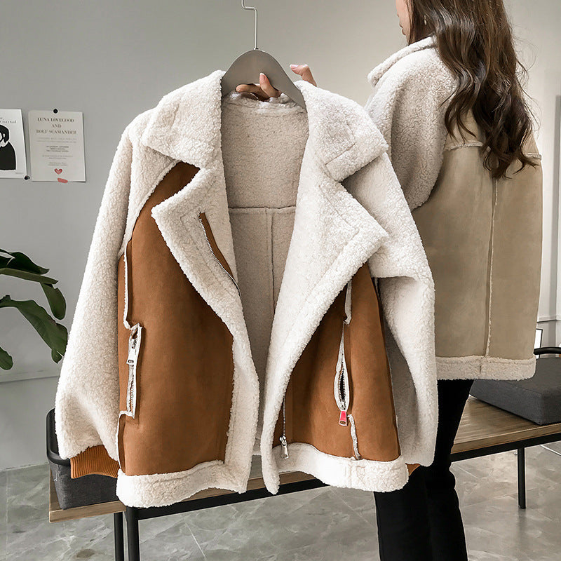 House of Luna | Suede Aviator Jacket – Faux Shearling Lined Moto Fit