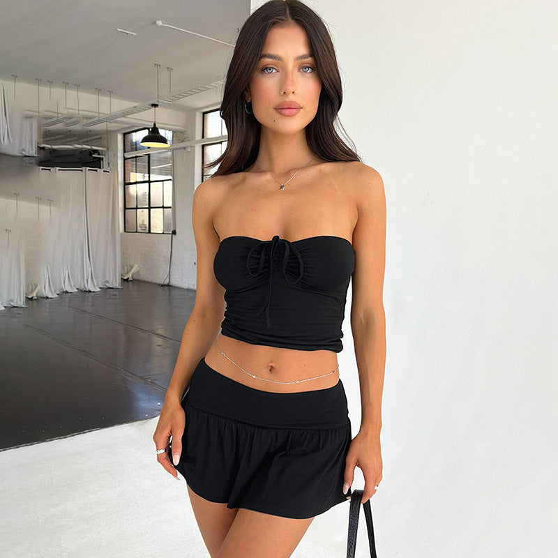 House of Luna | Soleil Lounge Set – Ruched Crop Top & Ruffle Skirt