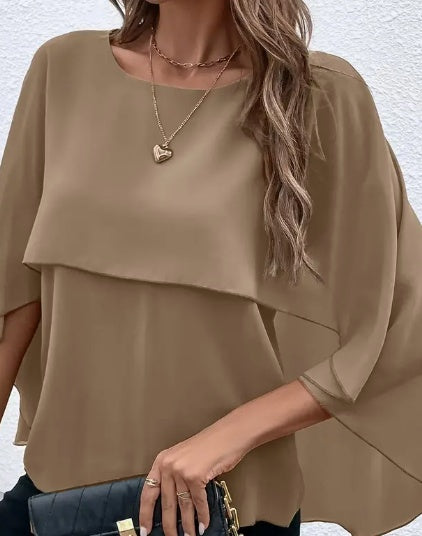 House of Luna | Crew Neck Layered Blouse