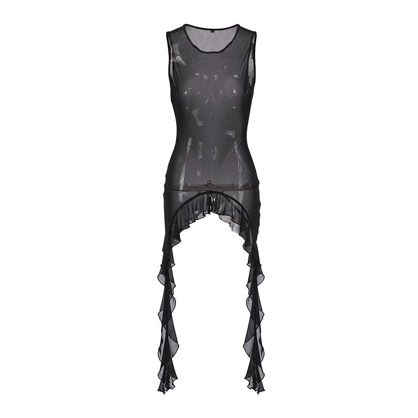 House of Luna | Black Tulle Statement Top