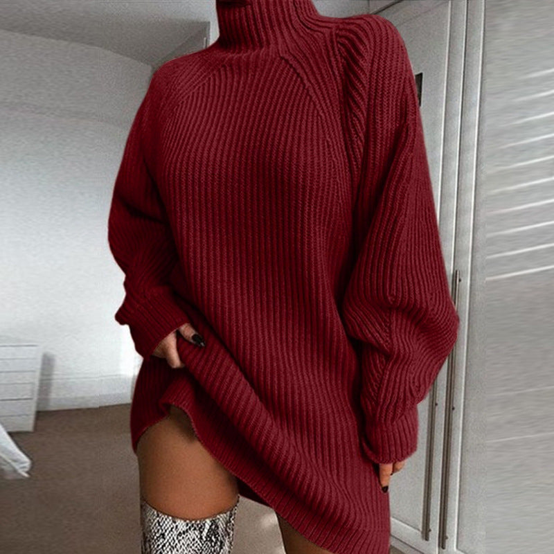 House of Luna | Cozy Turtleneck Sweater Dress – Long Sleeve Winter Knit