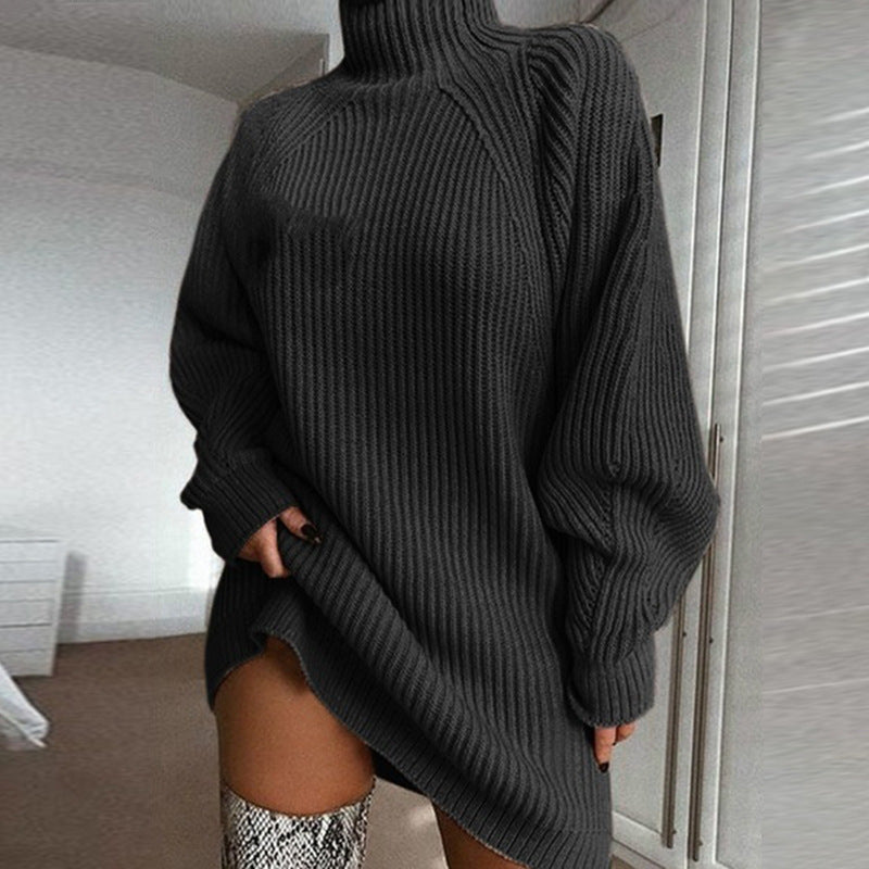 House of Luna | Cozy Turtleneck Sweater Dress – Long Sleeve Winter Knit