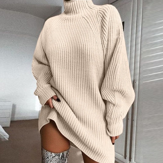 House of Luna | Cozy Turtleneck Sweater Dress – Long Sleeve Winter Knit
