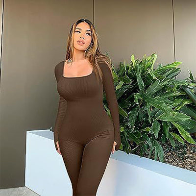House of Luna | Jumpsuit – Long Sleeve Square Neck Yoga & Workout Wear