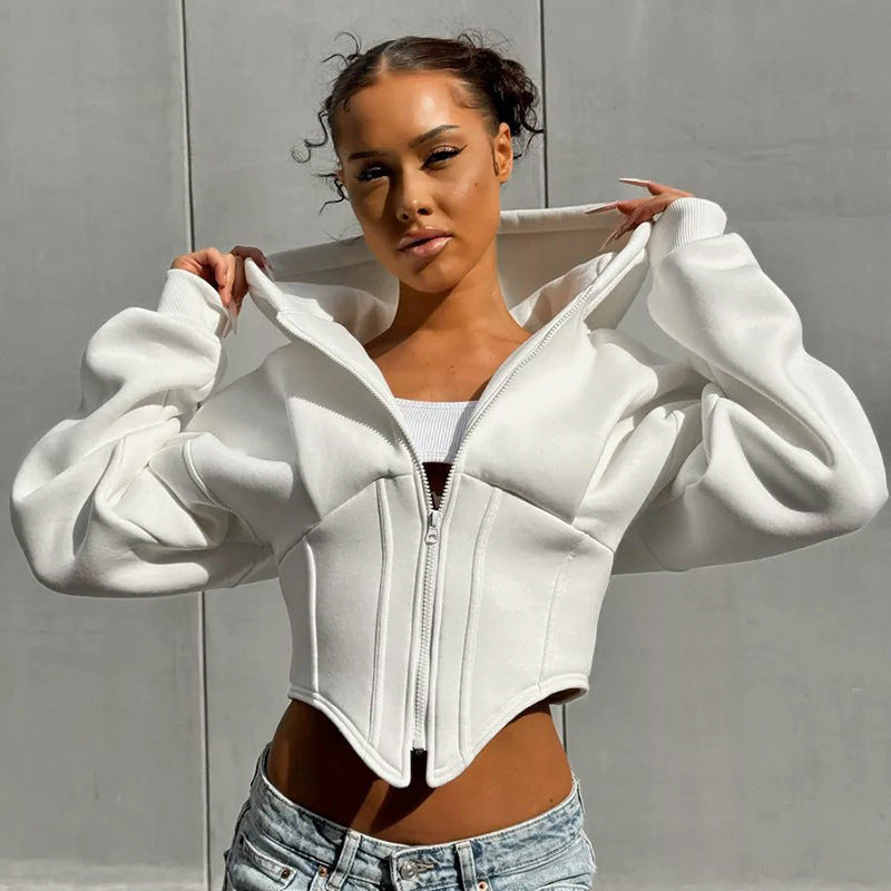 House of Luna | Luna Street Lace-Up Corset Hoodie – Zip-Up Cropped Streetwear Jacket