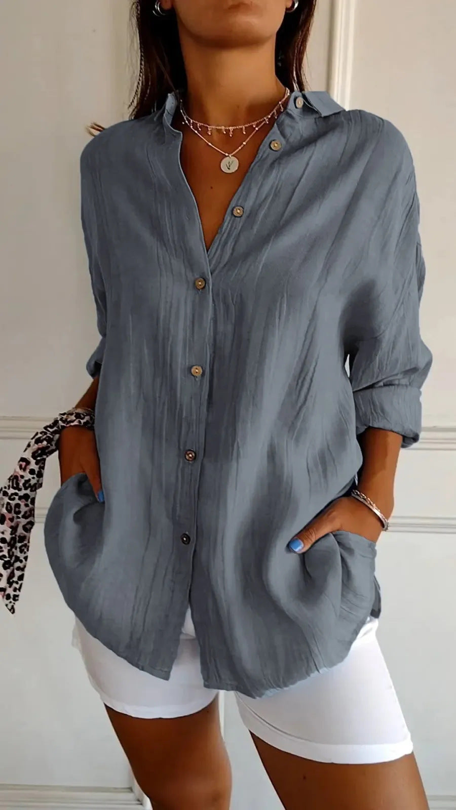 House of Luna | Laidback Luxe Shirt – Lightweight Collared Tunic Blouse