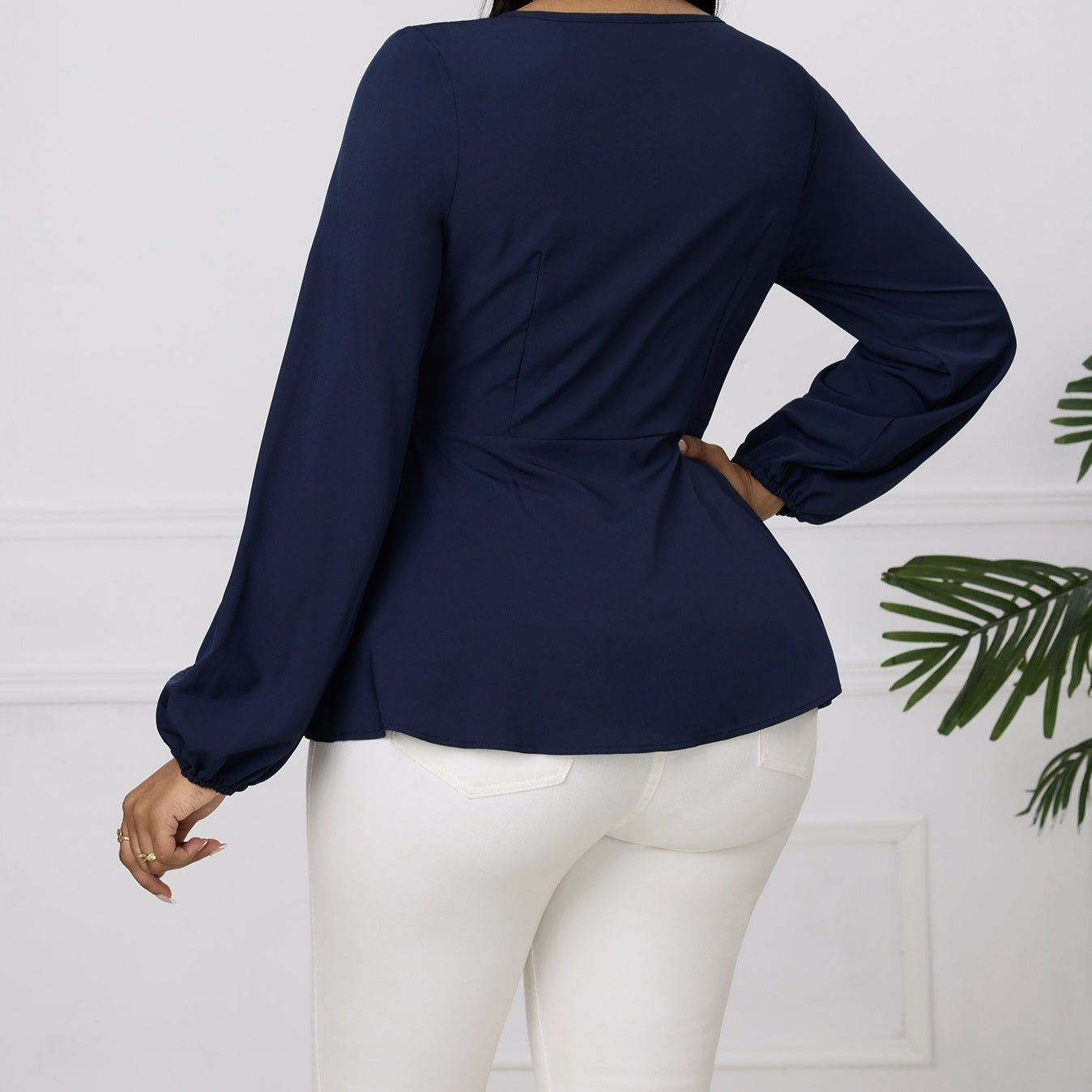 House of Luna | Solid Long Sleeve Top – Waist Knot Detail