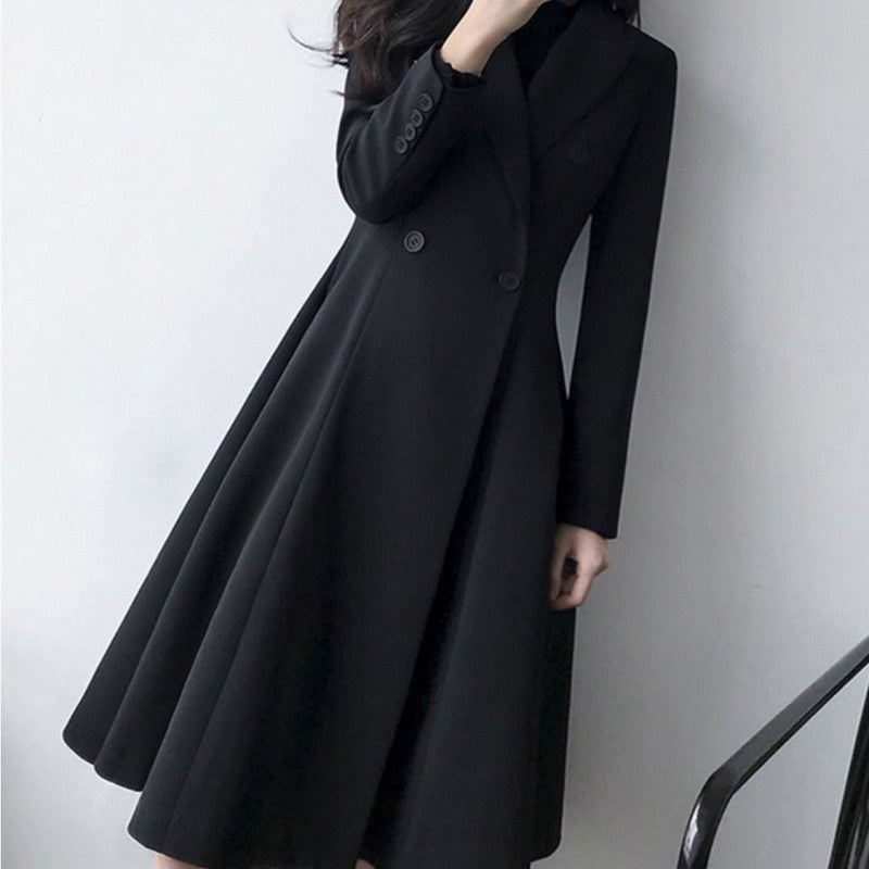House of Luna | Noir Flare Trench – Elegant A-Line Winter Overcoat