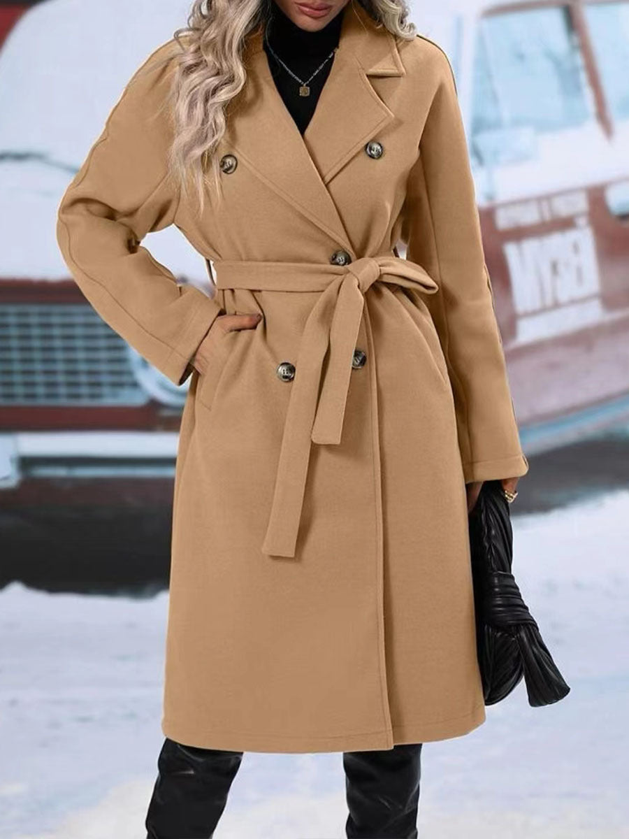 House of Luna | Classic Double-Breasted Trench Coat with Belt