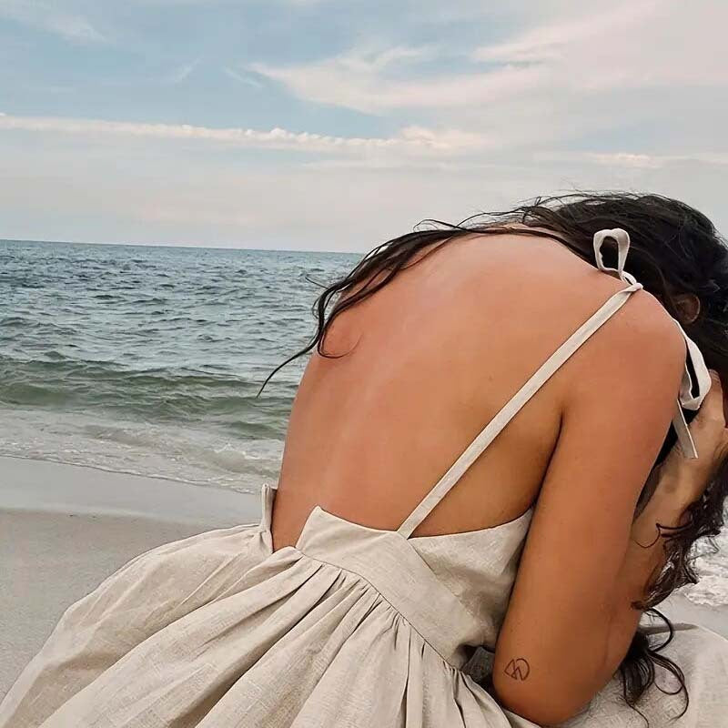 House of Luna | Soleil Linen Tie-Strap Dress