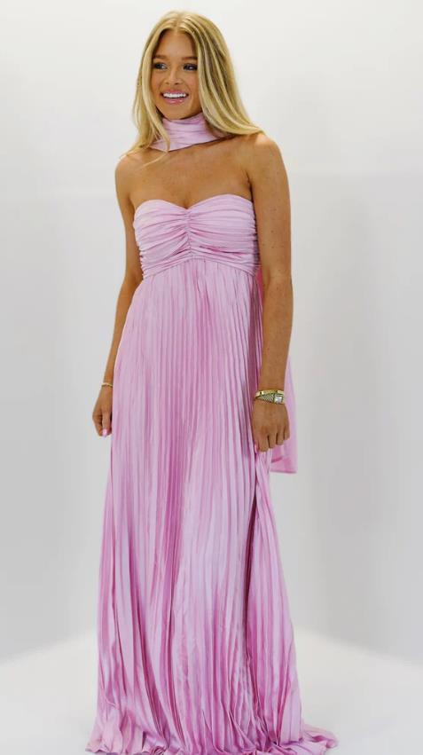 House of Luna | Seraphina Pleated Maxi – Satin Elegance