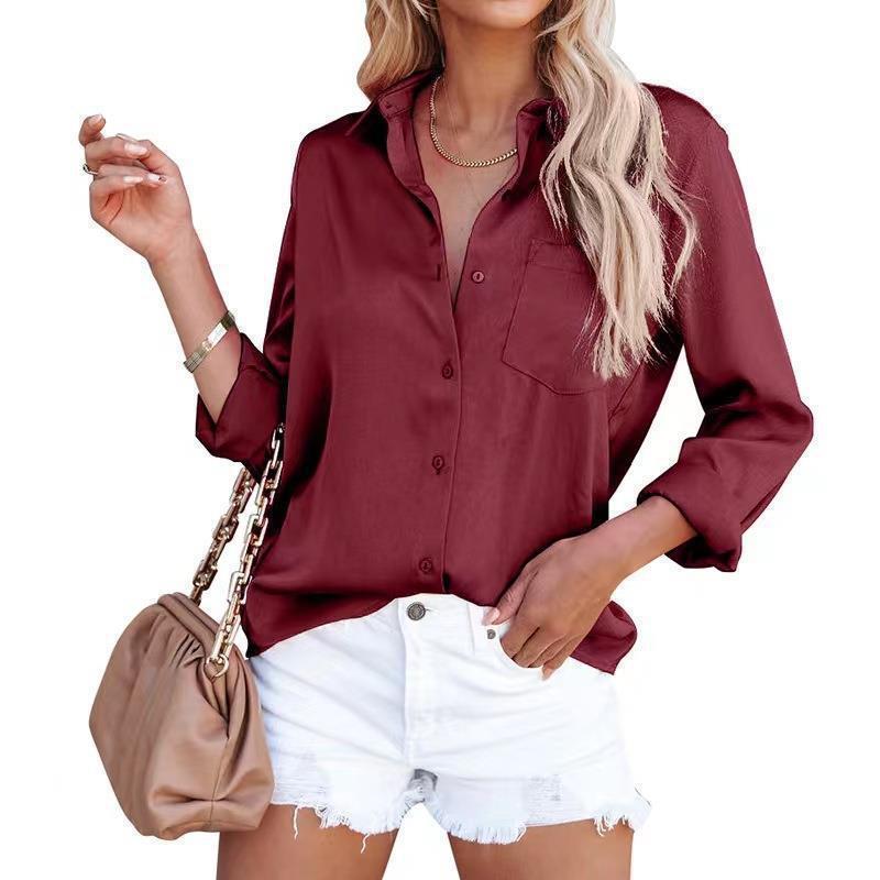 House of Luna | Classic Button Blouse – V-Neck Long Sleeve Shirt