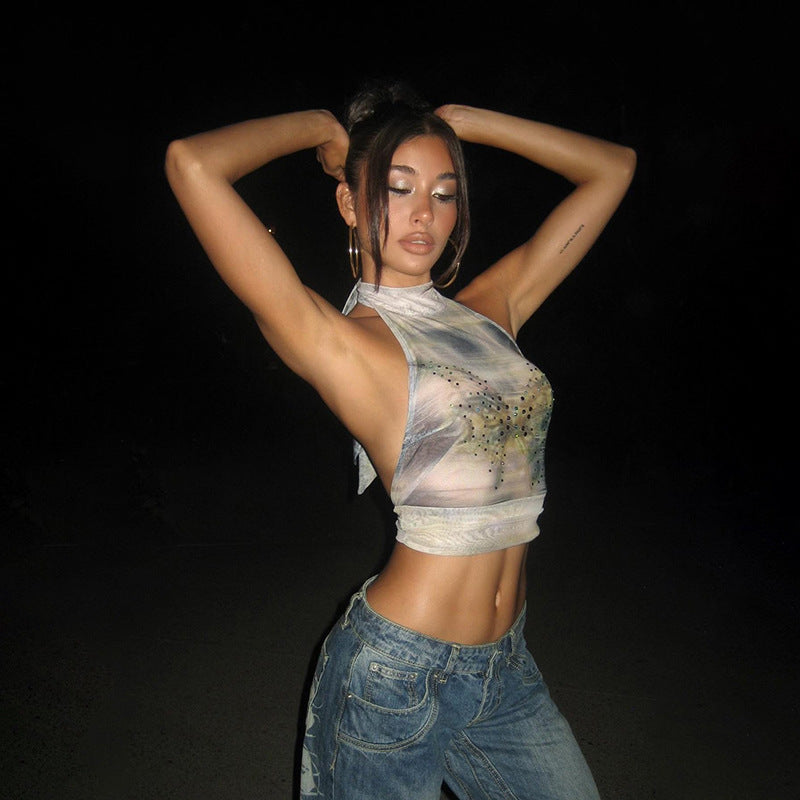 House of Luna | Eclipse Tie-Dye Halter Top – Y2K Backless Crop
