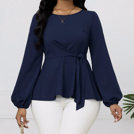 House of Luna | Solid Long Sleeve Top – Waist Knot Detail