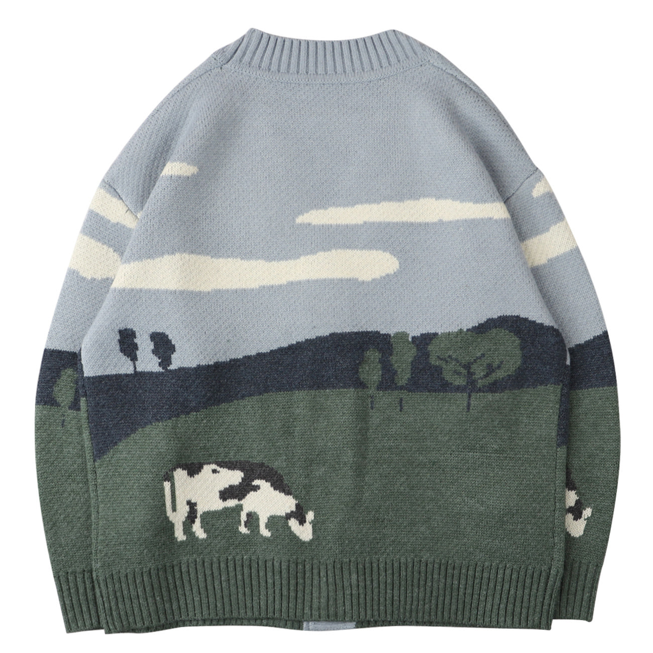 House of Luna | Pasture Knit Cardigan – Vintage-Inspired Scenic Cow Sweater