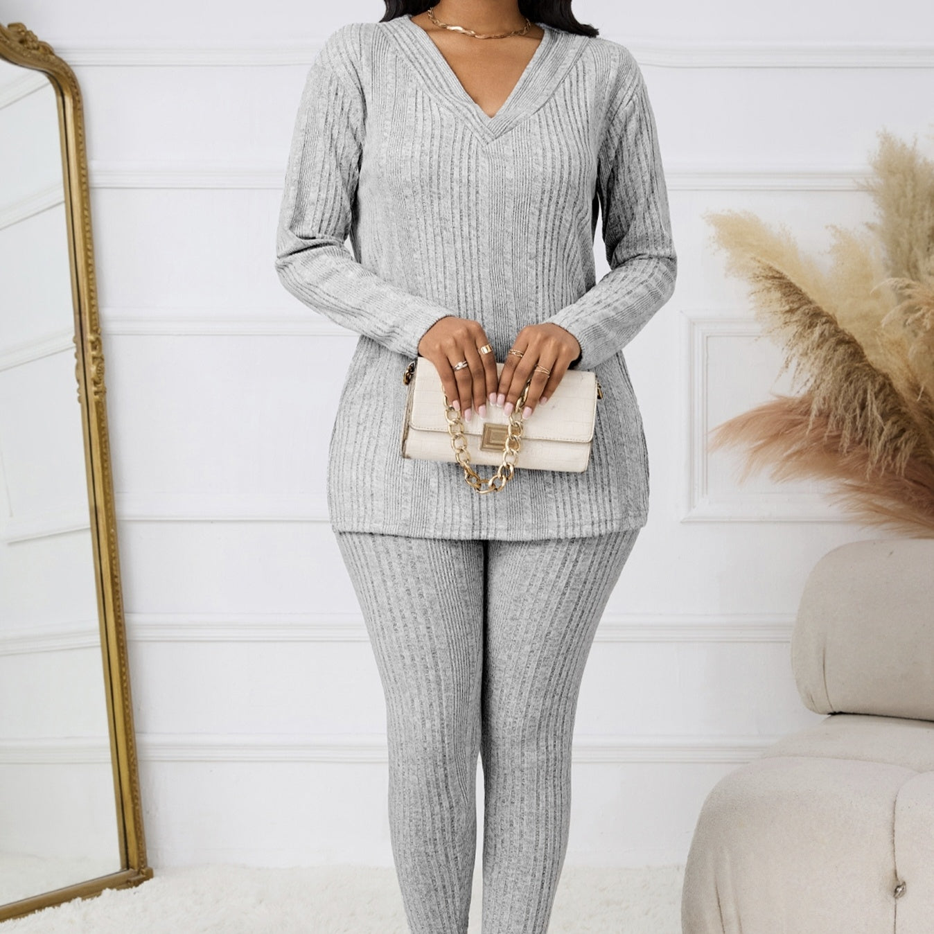 House of Luna | Slate Ribbed Set
