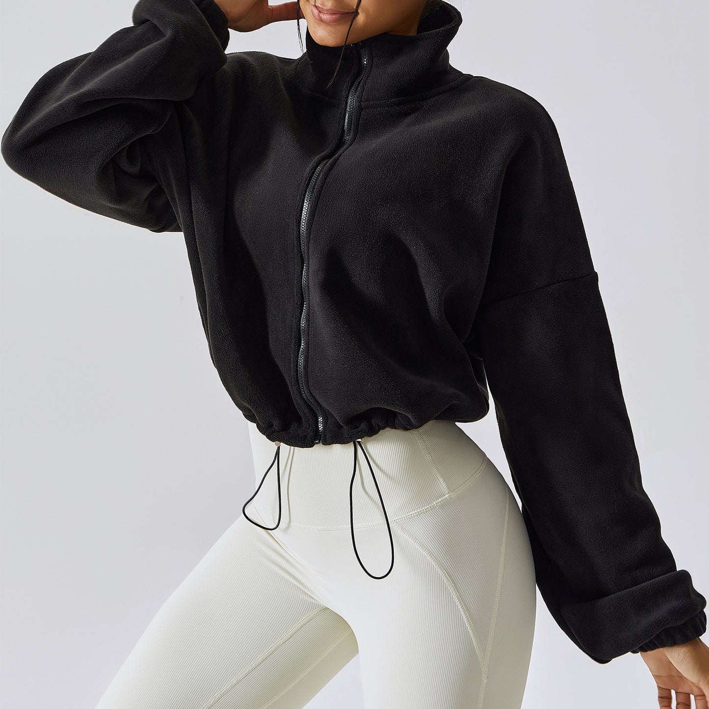 House of Luna | Fleece Zip-Up Jacket – Stand Collar Sporty Lounge Coat