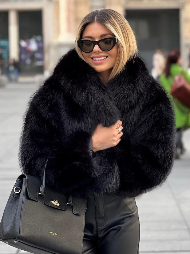 House of Luna | Luxe Plush Winter Coat – Thick Lapel Faux Fur Outwear