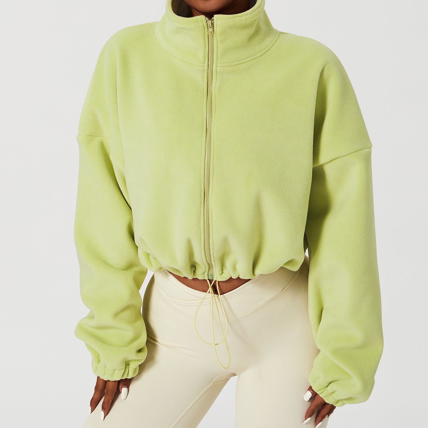 House of Luna | Fleece Zip-Up Jacket – Stand Collar Sporty Lounge Coat