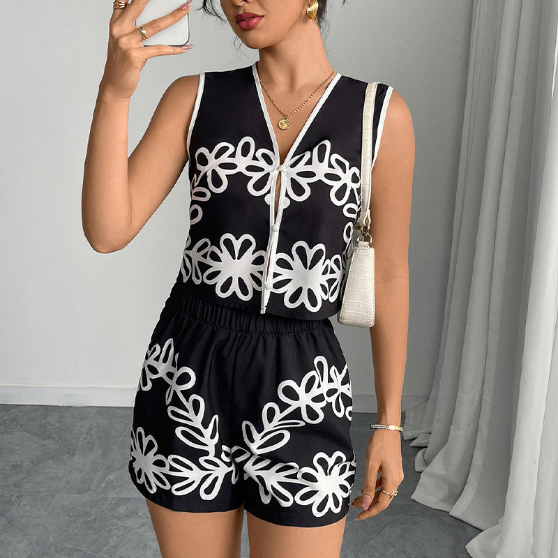 House of Luna | Monochrome Bloom Jumpsuit