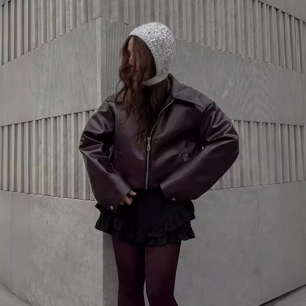 House of Luna | Zip-Up Faux Leather Jacket