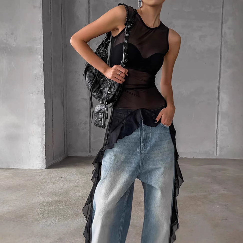 House of Luna | Black Tulle Statement Top