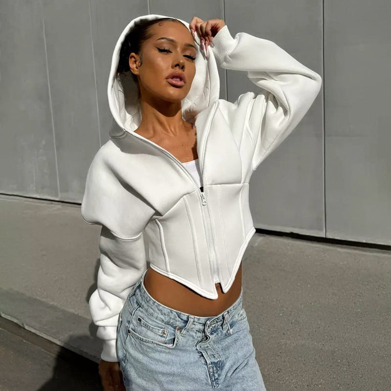 House of Luna | Luna Street Lace-Up Corset Hoodie – Zip-Up Cropped Streetwear Jacket