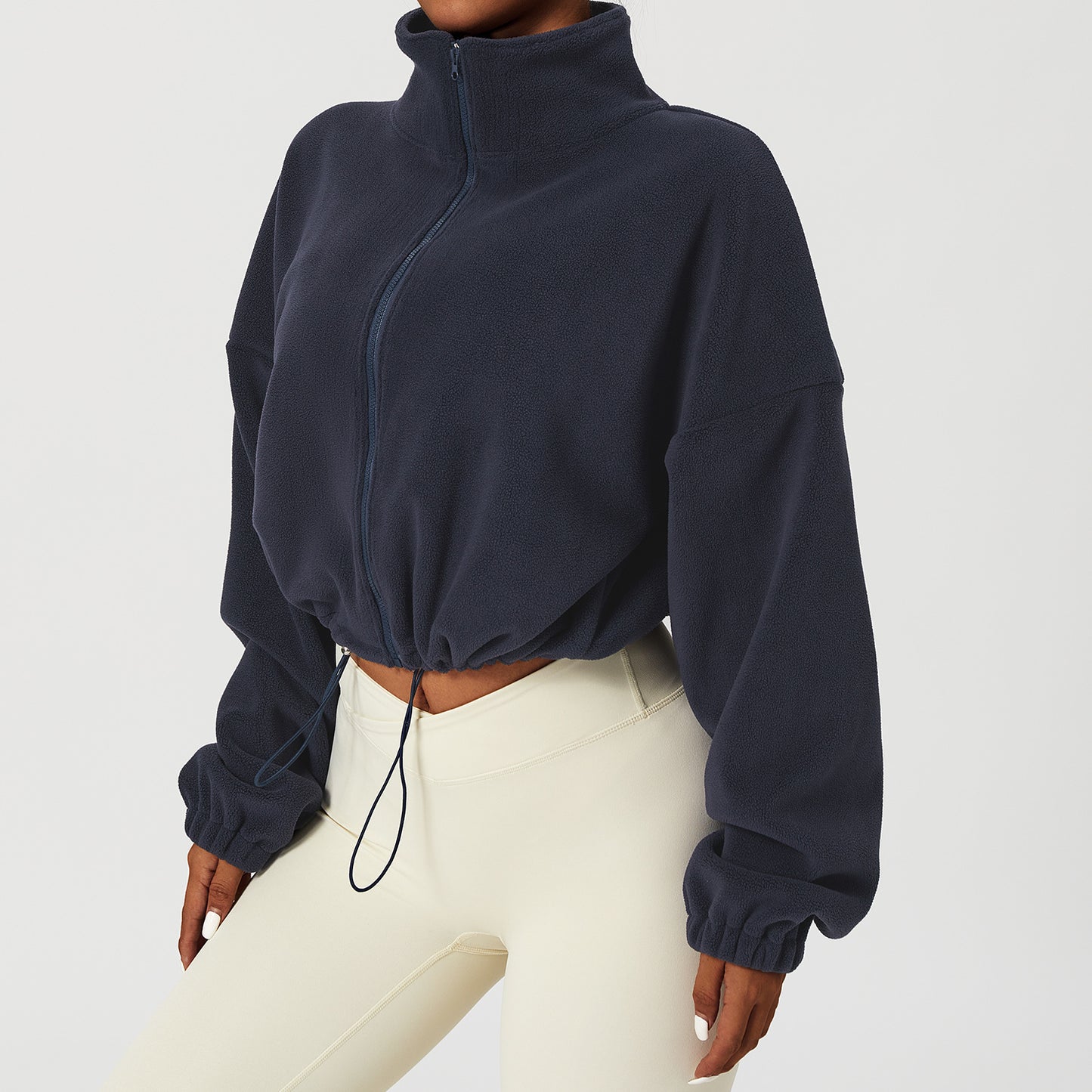 House of Luna | Fleece Zip-Up Jacket – Stand Collar Sporty Lounge Coat