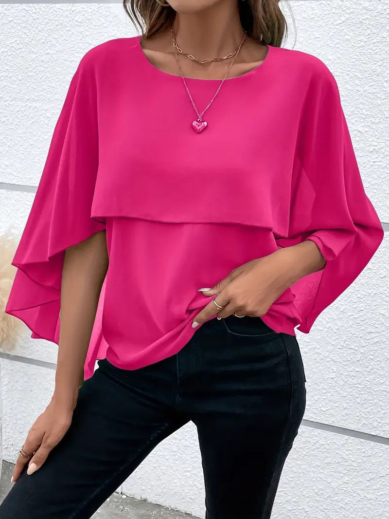 House of Luna | Crew Neck Layered Blouse