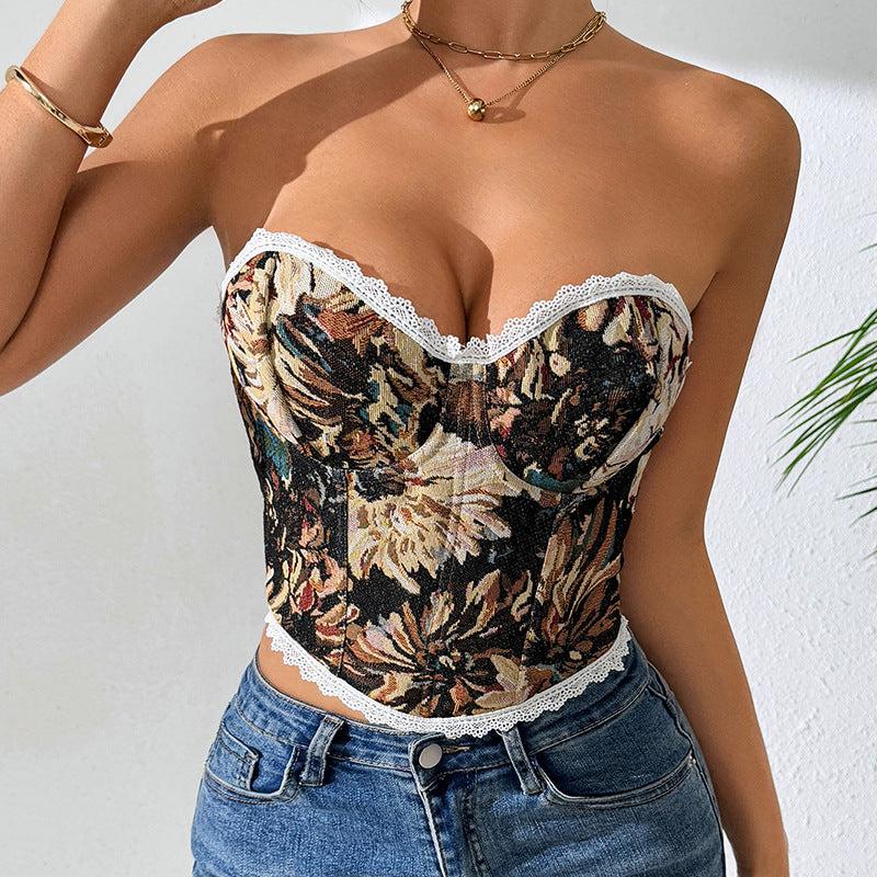 House of Luna | Velvet Rose Brocade Corset Top