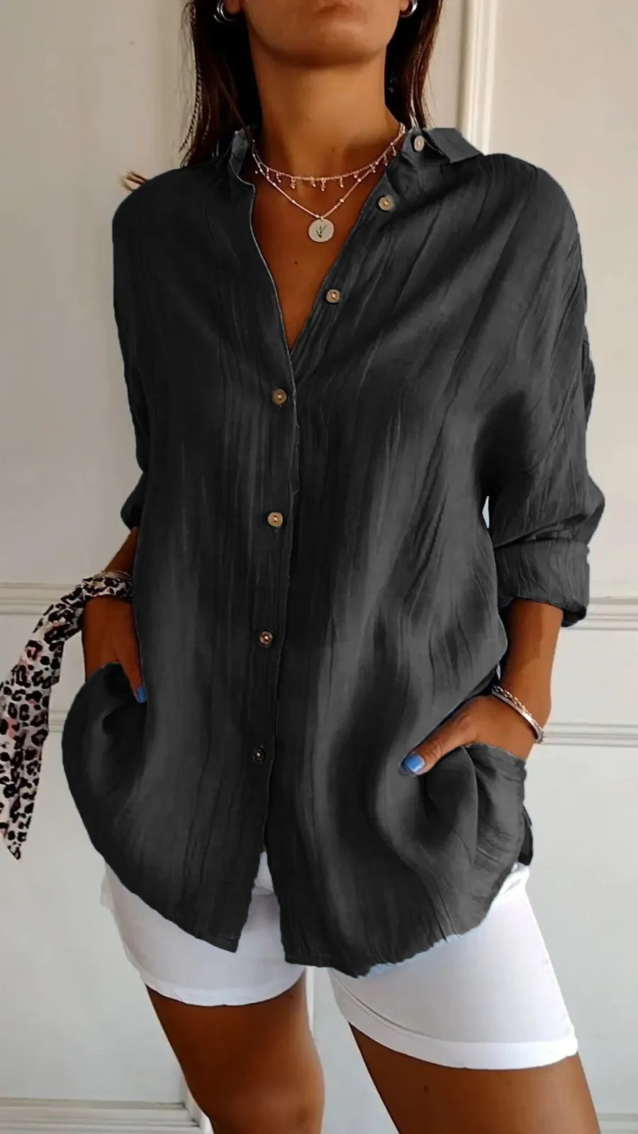 House of Luna | Laidback Luxe Shirt – Lightweight Collared Tunic Blouse