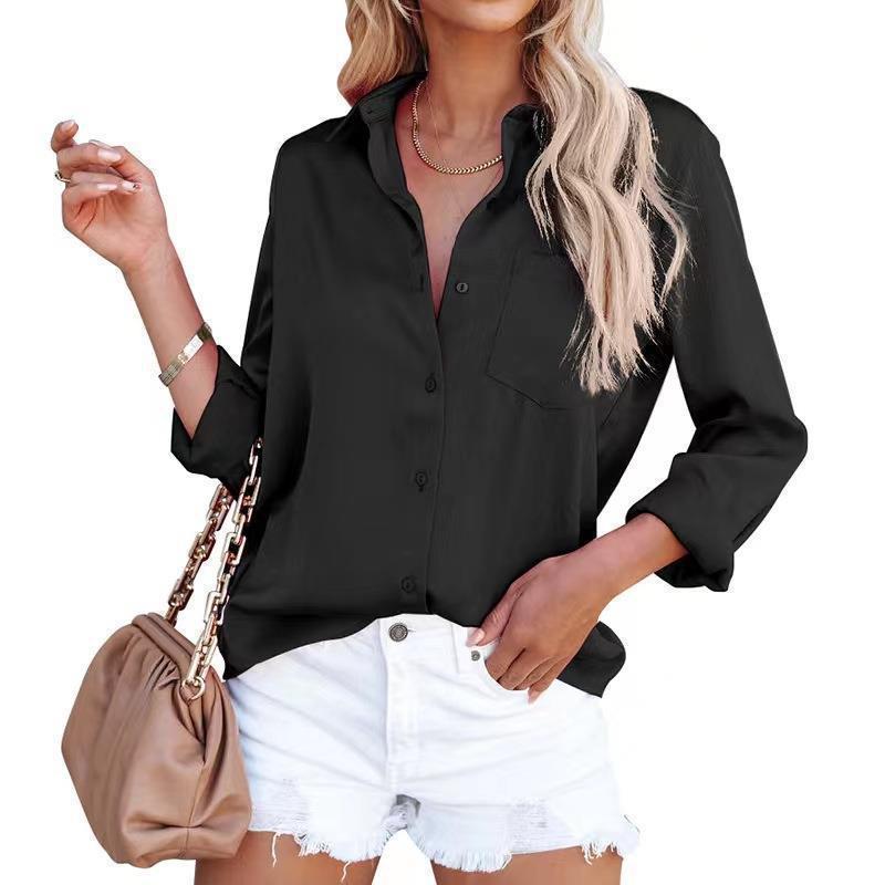 House of Luna | Classic Button Blouse – V-Neck Long Sleeve Shirt