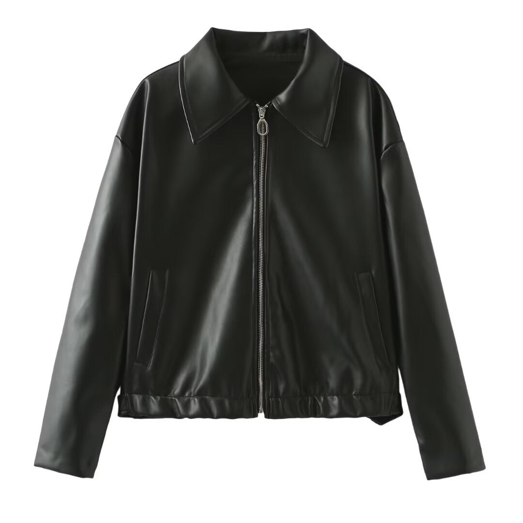 House of Luna | Zip-Up Faux Leather Jacket