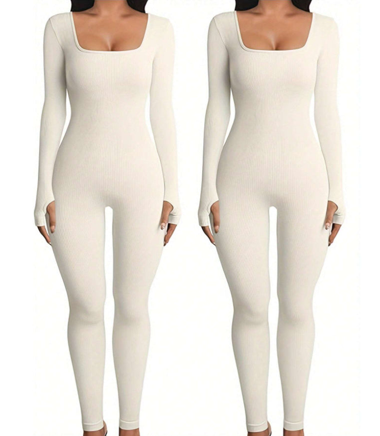 House of Luna | Jumpsuit – Long Sleeve Square Neck Yoga & Workout Wear