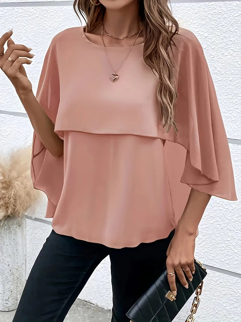 House of Luna | Crew Neck Layered Blouse