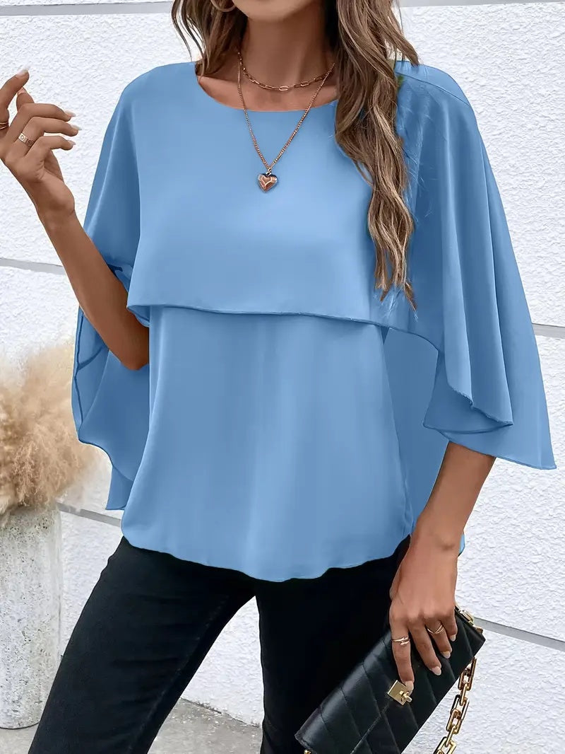 House of Luna | Crew Neck Layered Blouse