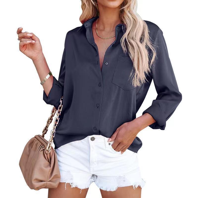 House of Luna | Classic Button Blouse – V-Neck Long Sleeve Shirt