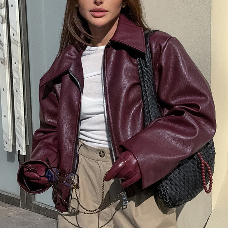 House of Luna | Zip-Up Faux Leather Jacket