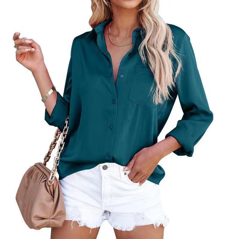 House of Luna | Classic Button Blouse – V-Neck Long Sleeve Shirt