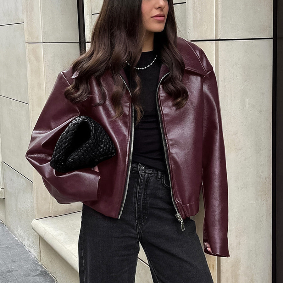 House of Luna | Zip-Up Faux Leather Jacket