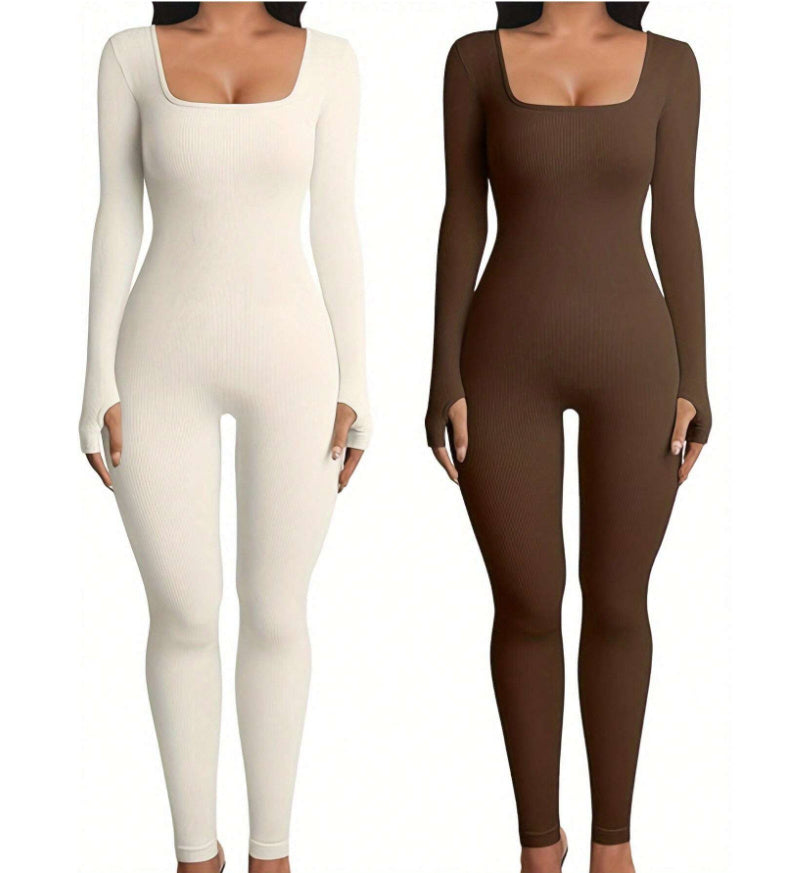 House of Luna | Jumpsuit – Long Sleeve Square Neck Yoga & Workout Wear
